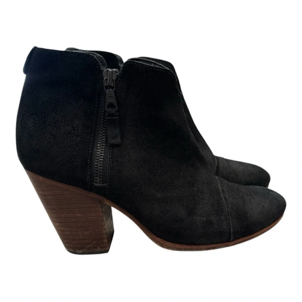 RAG + BONE Margot Black Waxed Suede Boots Size 9.5
